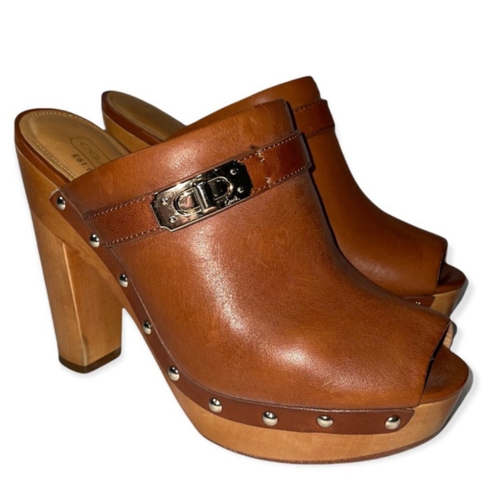 Coach Cognac Clog, Size 6